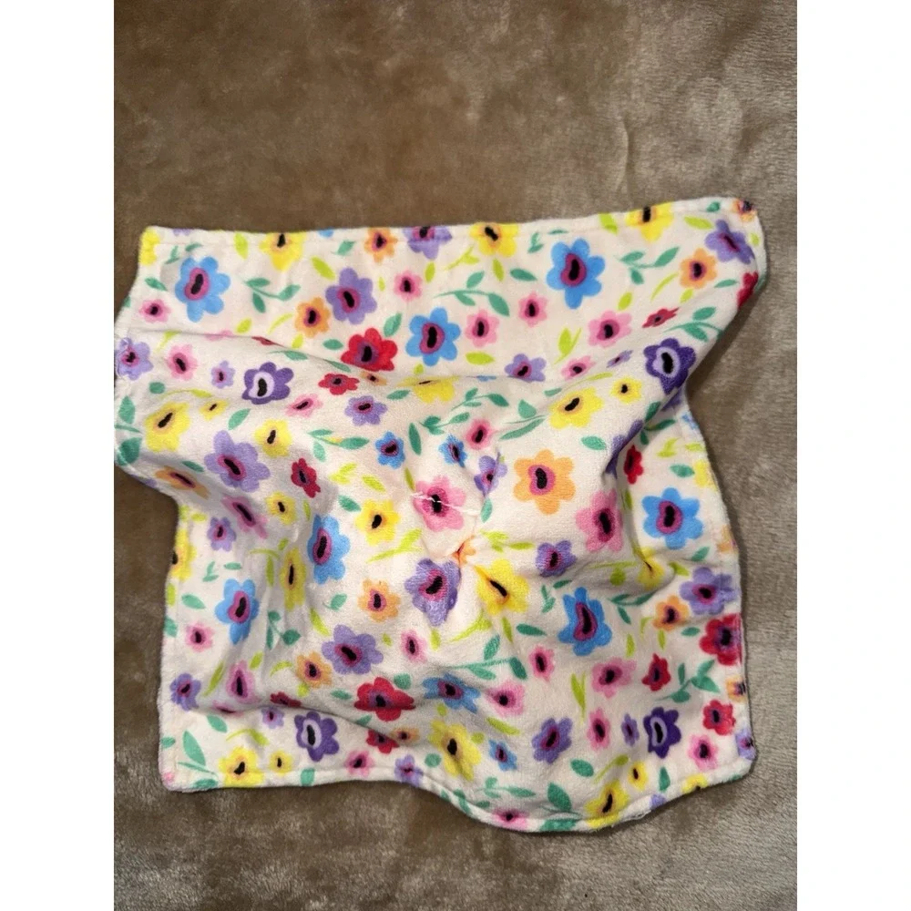 Parents Choice Lovey Bunny Security Blanket Pink Plush Floral Minky Dots